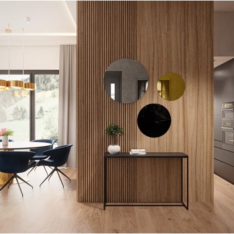 Set de trois cercles décoratifs en laque noire et panneau d'or - GOLDI