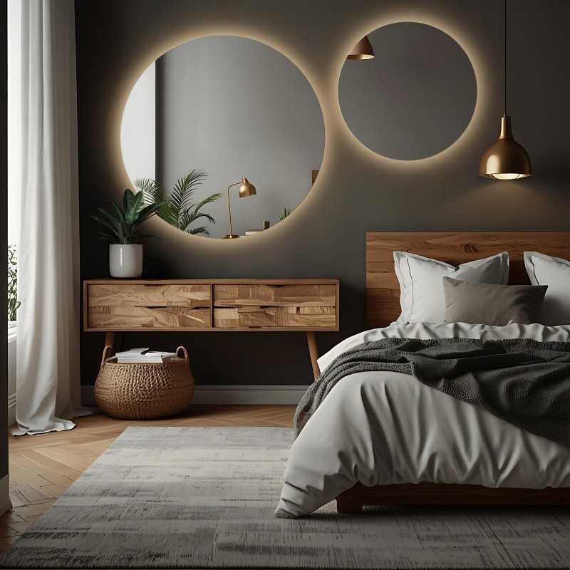 Set de miroirs de salle de bain ronds avec éclairage - SET DE CERCLES LED