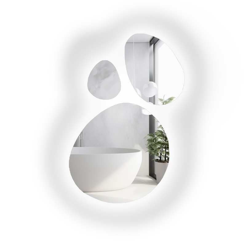 Set de trois miroirs de forme organique avec éclairage - OPALIT LED