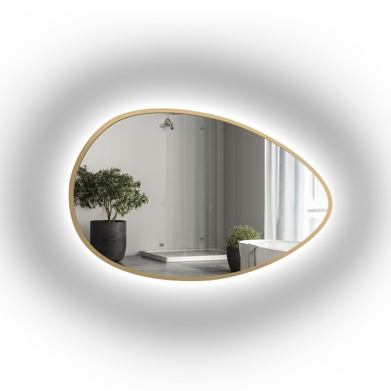 Miroir organique en MDF or cadre SLIM avec éclairage - ZOE LED - couleur du cadre au choix