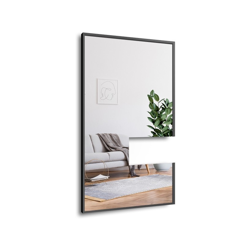 Grand miroir moderne dans un cadre en bois avec découpe d'armoire 1503