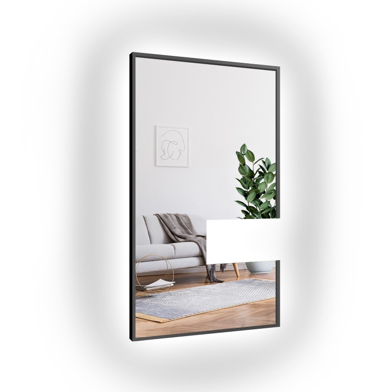 Miroir moderne encadré avec découpe d'armoire et éclairage LED 1503