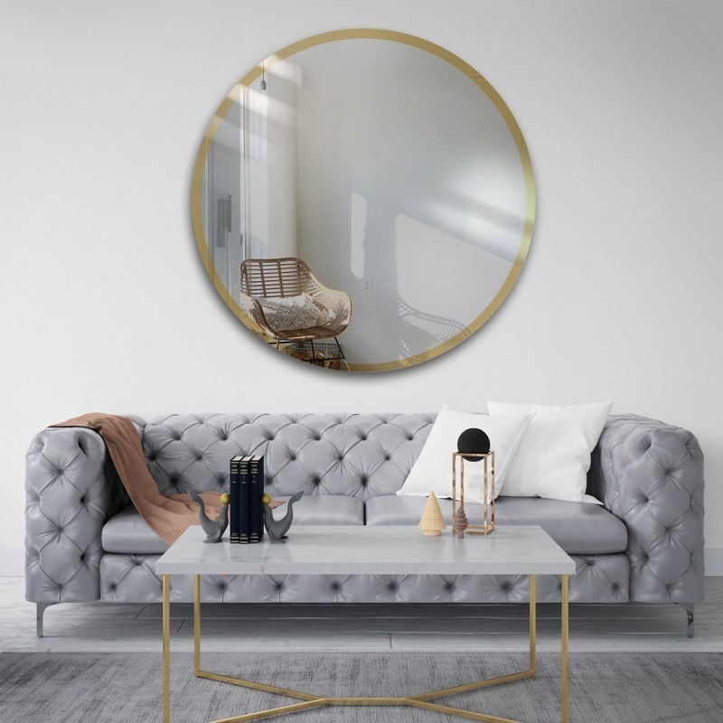 Miroir rond avec cadre en or brillant - BELLA