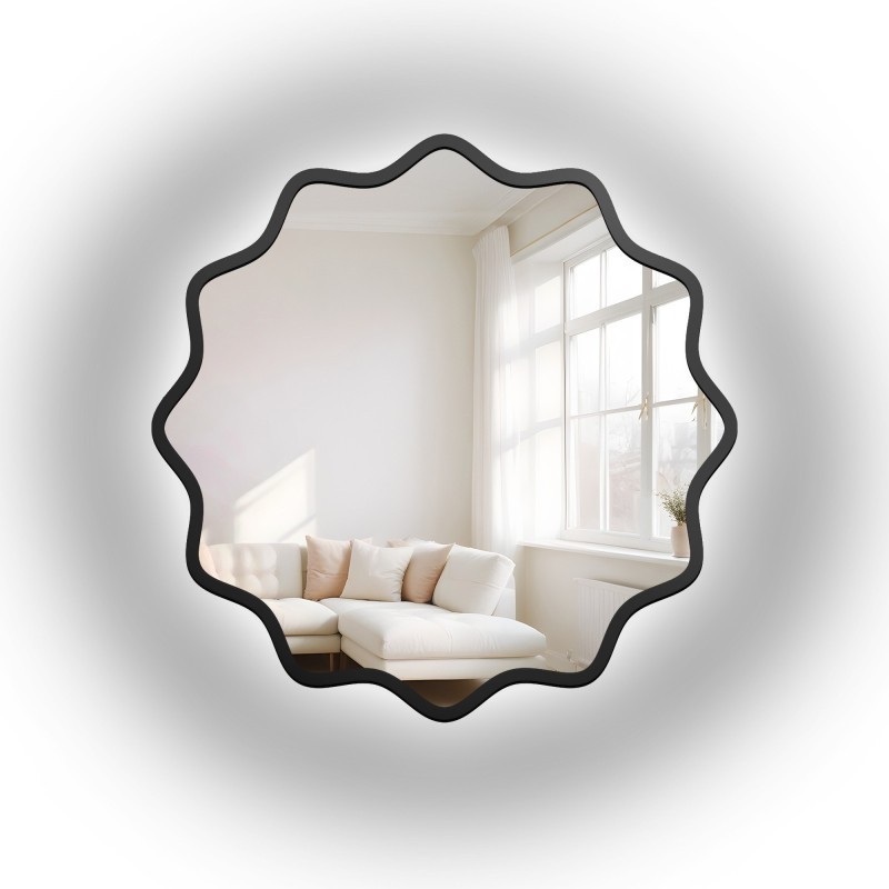 Miroir rond dans un cadre ondulé en MDF avec éclairage intégré - AQUARELLE NAYA LED