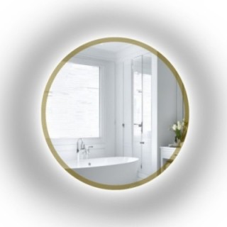 Miroir rond dans un cadre en or brillant avec éclairage - BELLA LED