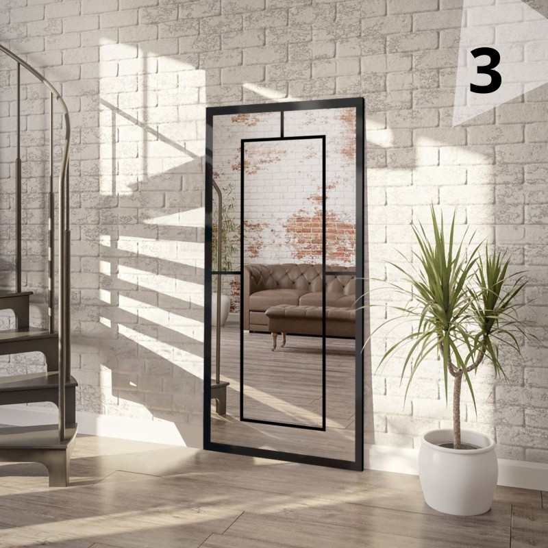 Miroir de loft avec meneaux - BERNARD - couleur du cadre au choix
