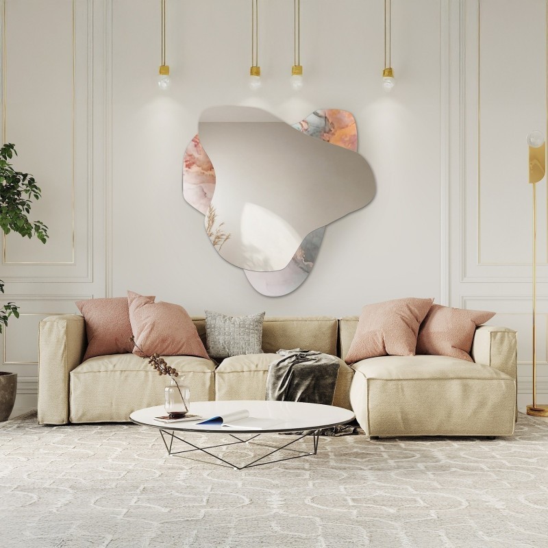 Miroir irrégulier sur marbre rose – MARBLE FIORATO