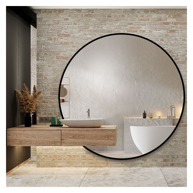 Miroir rond sur mesure avec découpe d'armoire dans un cadre en mdf - ORFEUSZ