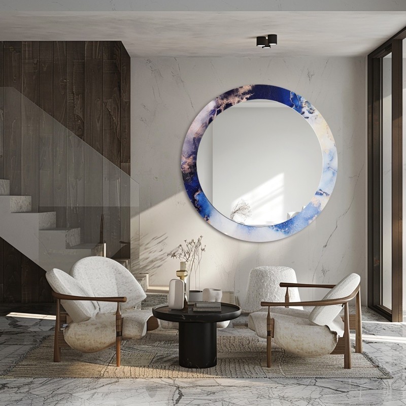 Miroir rond sur marbre bleu – MARBLE IRIS