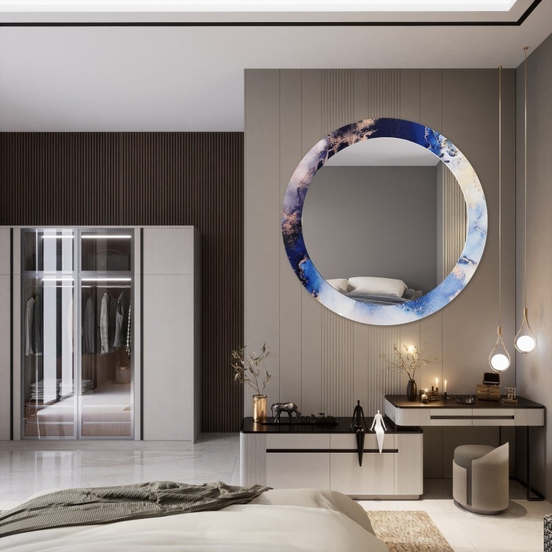 Miroir rond sur marbre bleu – MARBLE IRIS