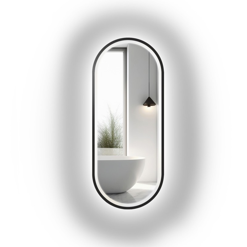 Miroir ovale dans un cadre en mdf avec éclairage - OSKAR LED II