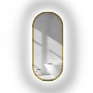 Miroir ovale dans un cadre en or brillant avec éclairage - BONITA LED