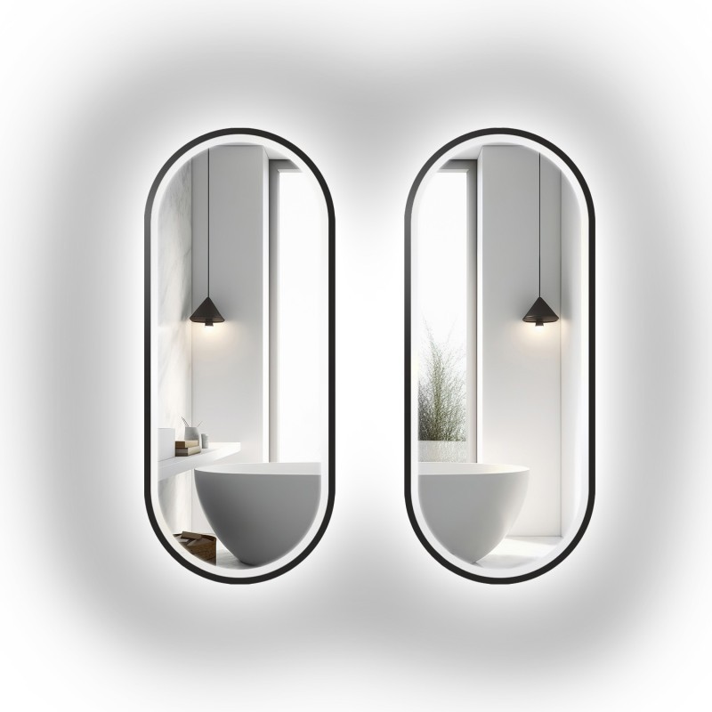 Jeu de miroirs ovales dans un cadre en mdf avec éclairage - OSKAR LED KIT II