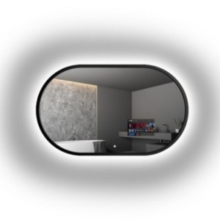 Miroir intelligent pour salle de bain dans un cadre MDF noir avec éclairage - OSKAR SMART LED - couleur de cadre au choix