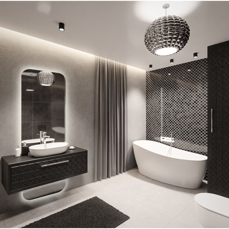 Miroir de salle de bain avec éclairage en deux parties - GAJA LED