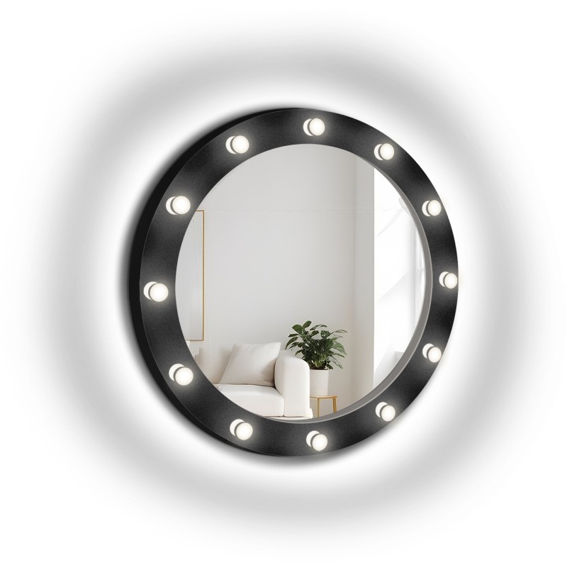 Miroir cosmétique rond avec ampoules dans un cadre en mdf - NEW YORK