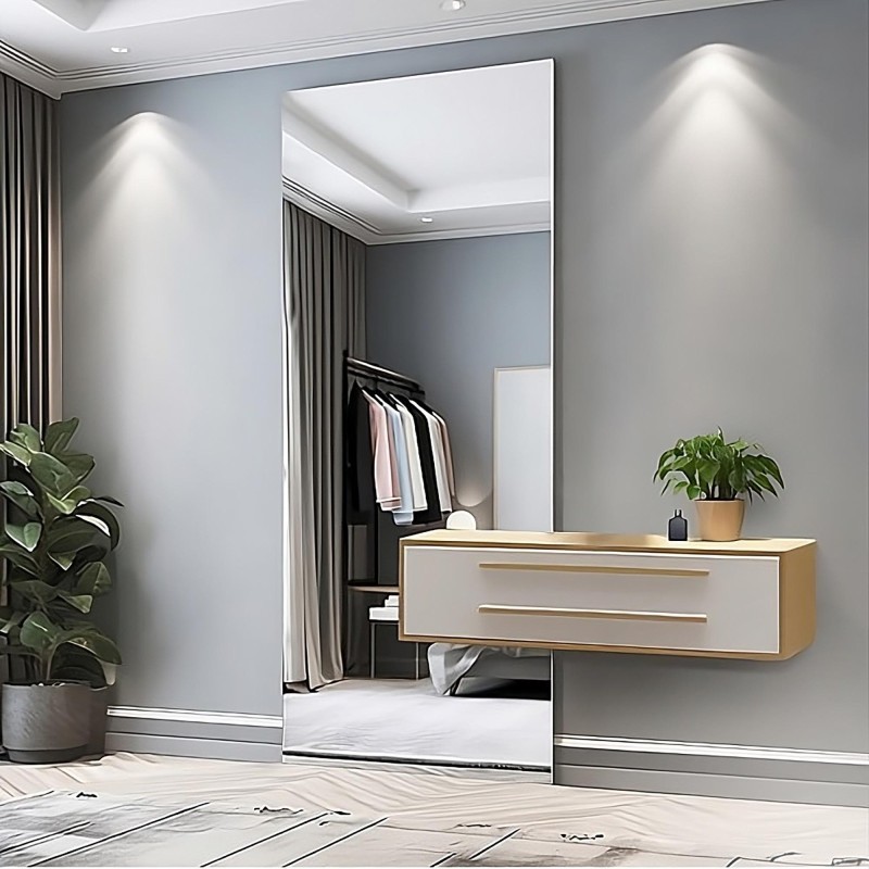 Grand miroir rectangulaire pour salle de bains avec découpe de meuble - AGIS