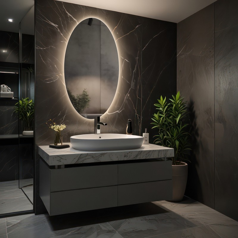 Miroir elliptique avec éclairage - ELIPSA LED