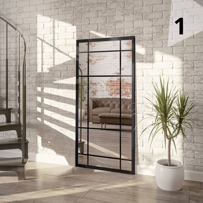 Miroir Loft avec meneaux - ALEKSANDER - couleur du cadre au choix
