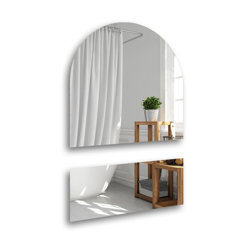Miroir semi-ovale de salle de bain en deux parties - FRANK