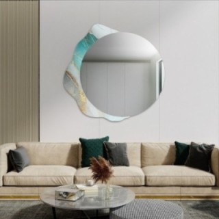 Miroir rond sur marbre vert irrégulier – MARBLE FERRO