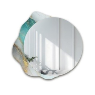 Miroir rond sur marbre vert irrégulier – MARBLE FERRO