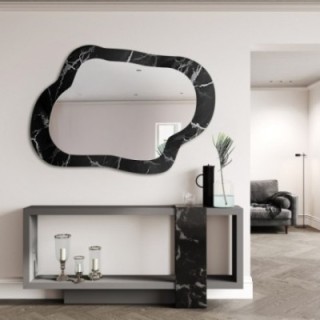 Miroir irrégulier sur marbre noir et argenté – MARBLE GRISO
