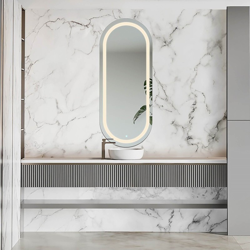 Miroir ovale sablé avec éclairage - HOLI LED