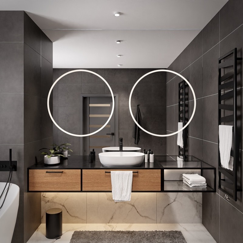 Miroir de salle de bain carré à double éclairage - HUGO DOUBLE LED