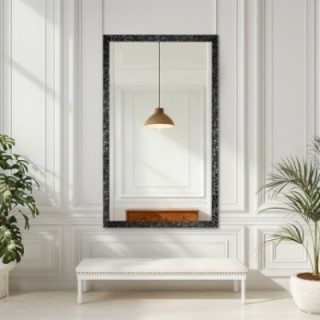 Miroir glamour dans un cadre noir luxueux à finition haute brillance - 8002001
