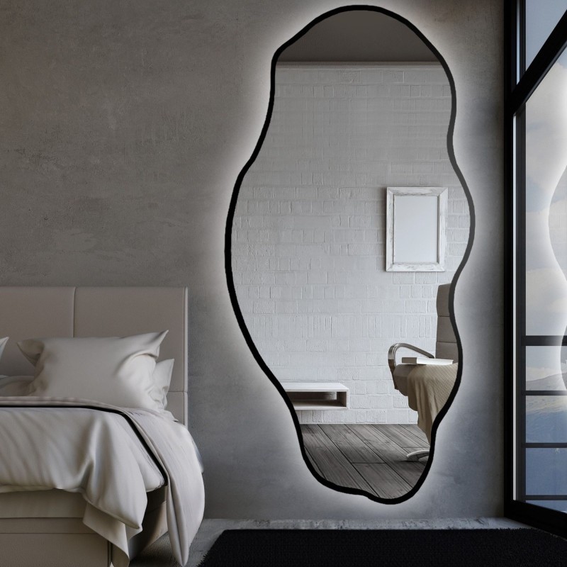 Miroir de forme organique dans un cadre avec éclairage - LOLIT IN LED FRAME