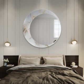 Miroir rond sur marbre blanc et doré – MARBLE MARLUCE