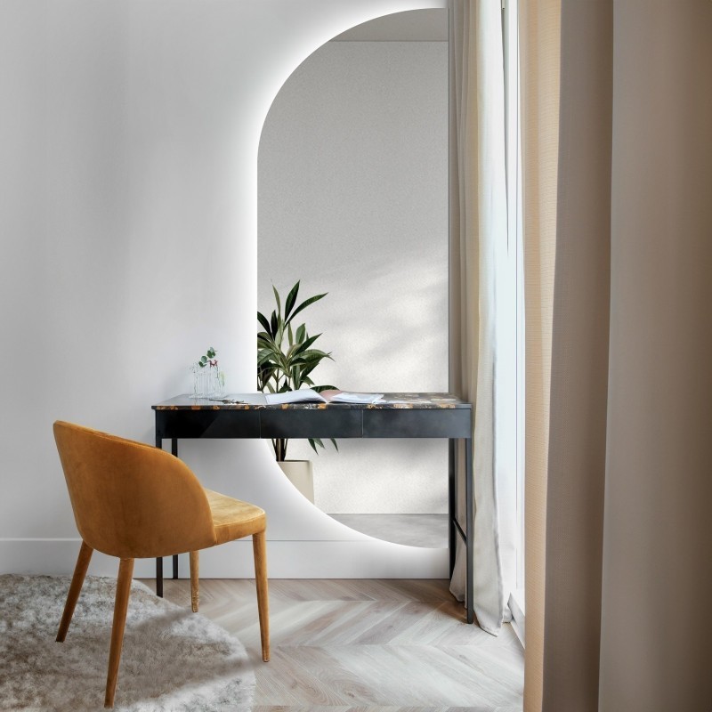 Miroir de forme irrégulière avec éclairage - NOE IN TWO LED PARTS