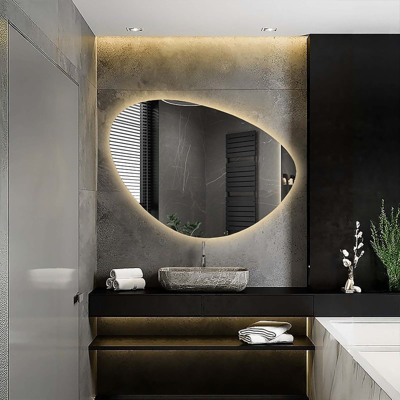 Miroir de salle de bain de forme irrégulière avec éclairage - OBSYDIAN LED