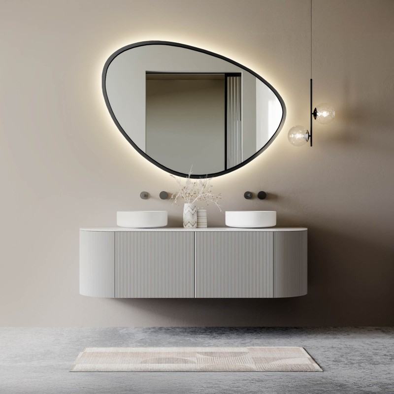 Miroir de forme irrégulière dans un cadre avec éclairage - OBSYDIAN IN LED FRAME