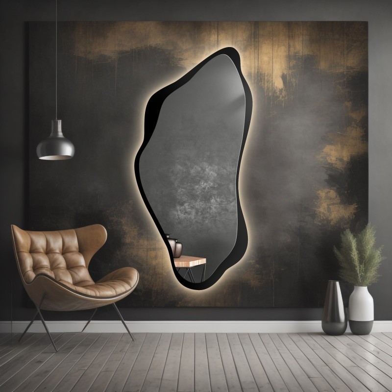 Miroir de forme irrégulière dans un cadre en mdf avec éclairage - PIENA IN LED FRAME