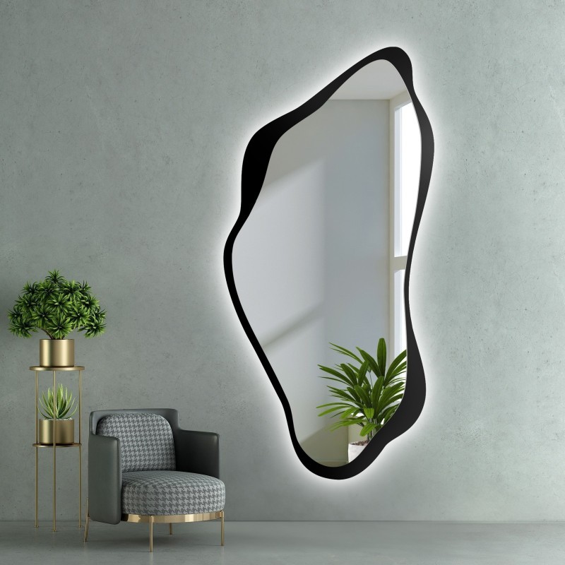 Miroir de forme irrégulière dans un cadre en mdf avec éclairage - PIENA IN LED FRAME