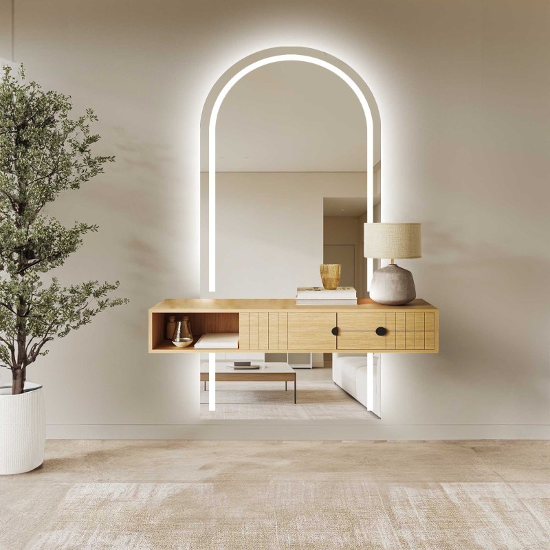 Miroir semi-ovale avec éclairage - PLATO IN TWO LED PARTS