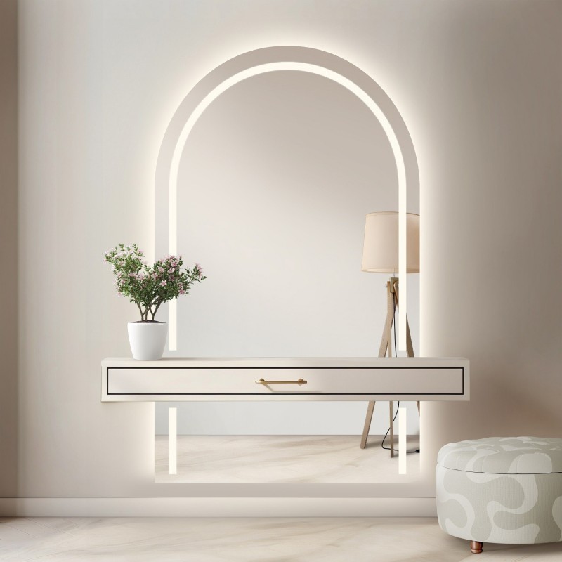 Miroir semi-ovale avec éclairage - PLATO IN TWO LED PARTS
