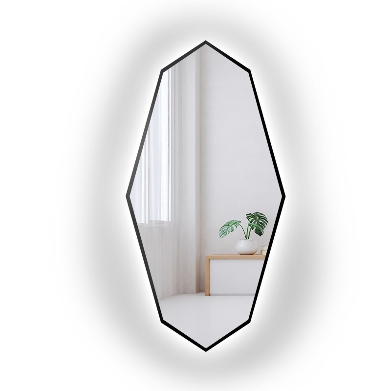 Miroir décoratif de forme organique aiguë dans un cadre avec éclairage - RIOLIT IN LED FRAME