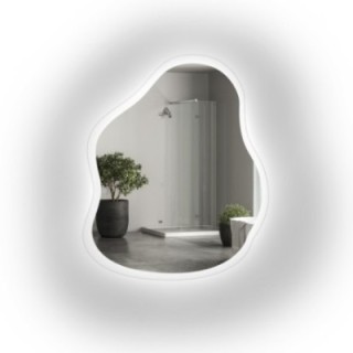 Miroir de forme organique sur verre flotté avec éclairage - STONE GLASS LED