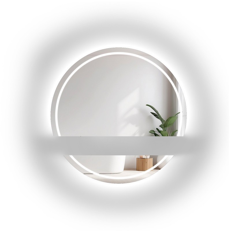 Miroir de salle de bains rond en deux parties avec éclairage WIRO LED I