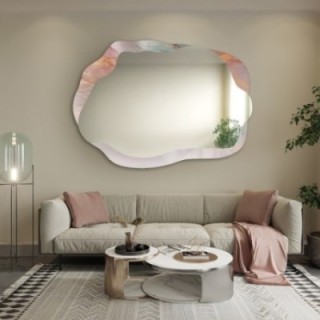 Miroir irrégulier sur marbre rose – MARBLE ROSATO