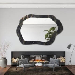 Miroir irrégulier sur marbre noir et doré – MARBLE VERDI