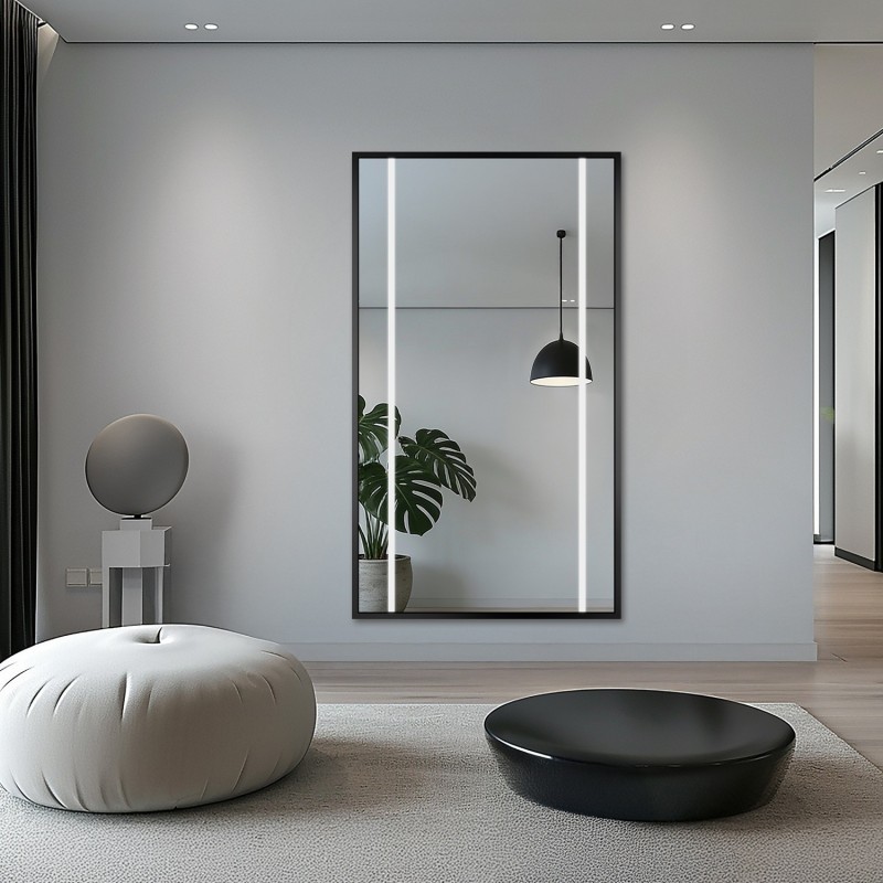 Miroir dans un cadre noir avec éclairage - 1503 LED II - choix de la couleur du cadre