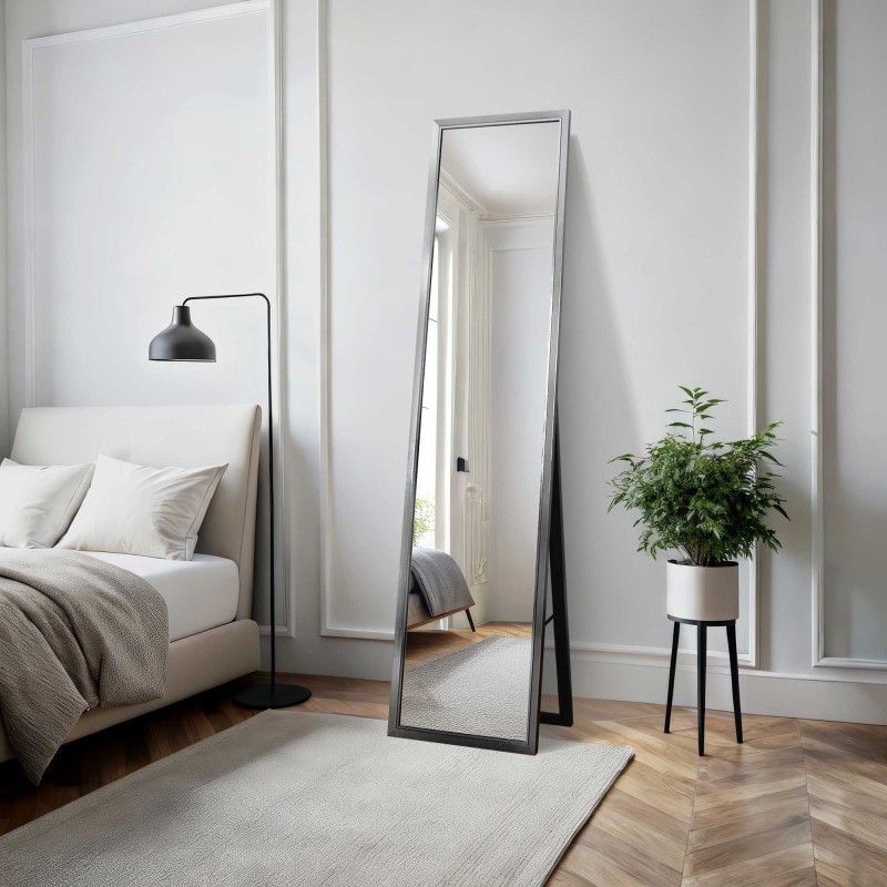 Miroir de penderie sur pied dans un élégant cadre en bois - 2801 - couleur du cadre au choix