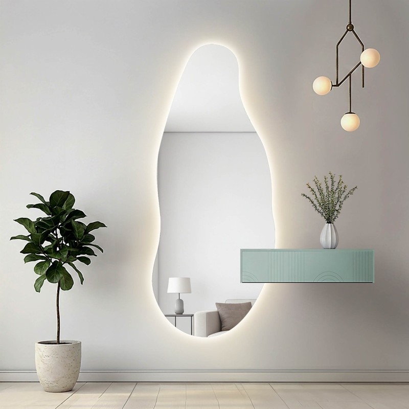 Miroir de forme irrégulière avec découpe d'armoire et éclairage - BARYT LED