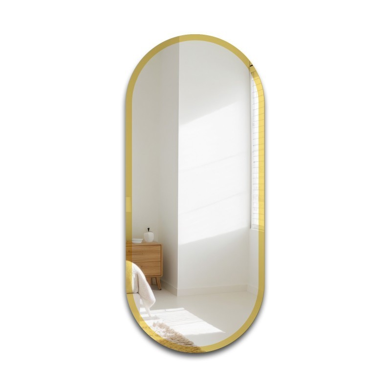 Miroir ovale dans un cadre doré brillant - BONITA