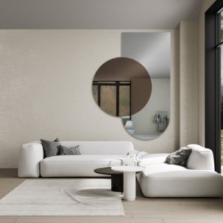 Miroir semi-ovale avec une plaque de miroir ronde brune – MOCHA BROWNIE