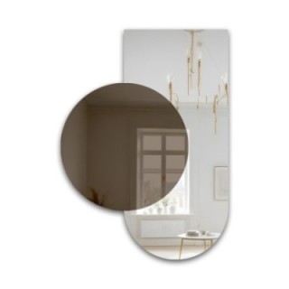 Miroir semi-ovale avec une plaque de miroir ronde brune – MOCHA BROWNIE